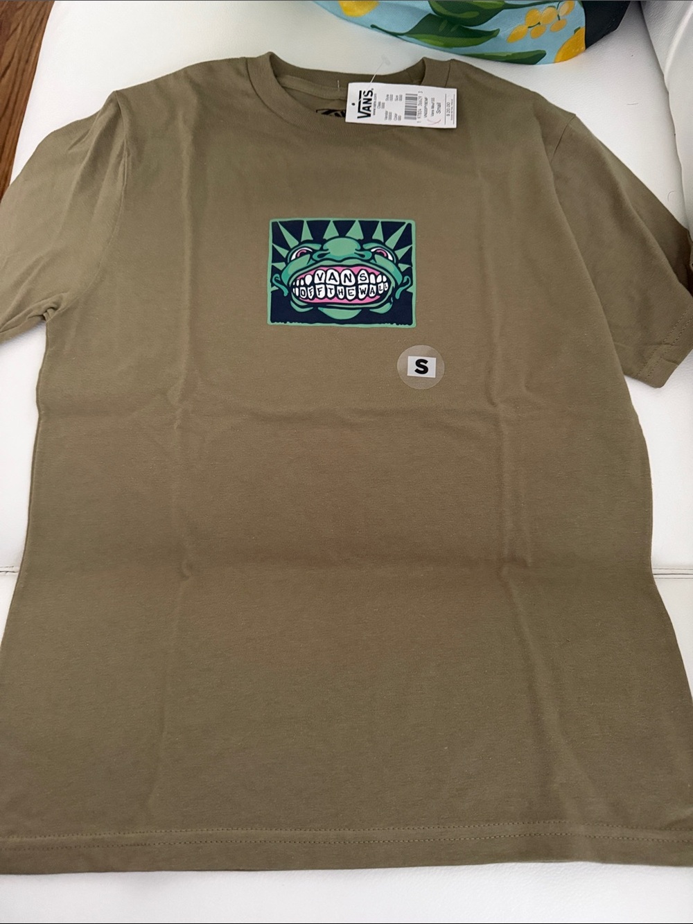 Vans Olive Short-Sleeve Tee with Green Graphic